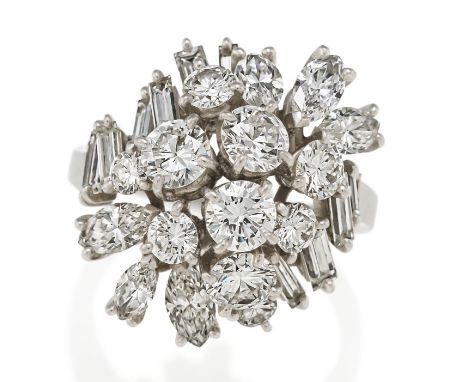 MEISTERDiamant-Ring. Herkunft: Schweiz, Zürich. Datierung: Um 1980. Material: 750/- Weißgold, Punze. Gesamtgewicht: ca. 11,0 