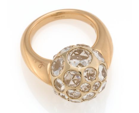 POMELLATOBergkristall-Ring. Herkunft: Italien. Datierung: Um 2000. Material: 750/- Gelbgold, Punze. Gesamtgewicht: ca. 19,0 g
