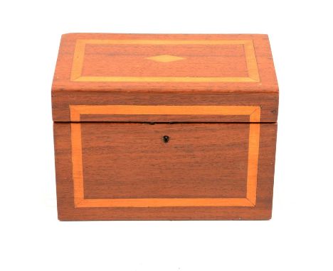 George IV inlaid tea caddy, rectangular, two lidded compartment inside, 19cm.Condition report:There is minor loss of varnish 