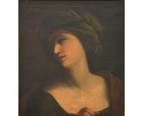 After Guido Reni,Portrait of a lady, head and shoulders wearing a turban,oil on canvas,49x44cm.Condition report:Please see ad