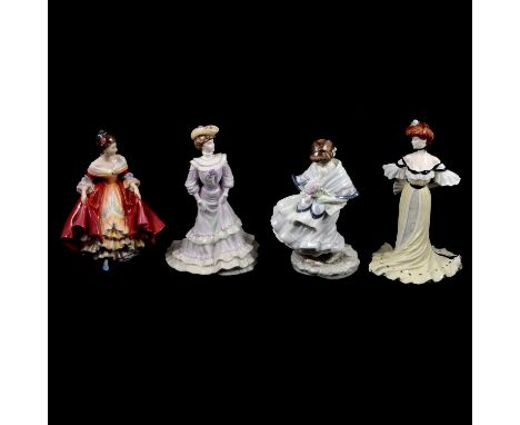 Royal Doulton Christmas Morn HN1992; Southern Belle HN2229; Janine HN2461; Royal Worcester Rosie Picking Apples, ltd ed 2862/