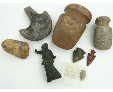 Flint arrow heads,
stone tools, etc.
