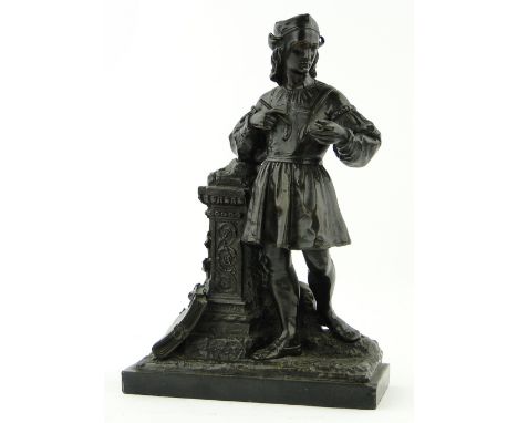 A bronze depicting Renaissance artists, 13.25".