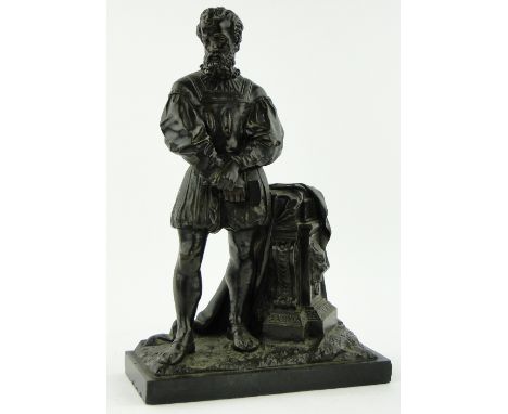 A bronze depicting a Renaissance sculptor, 13.5".