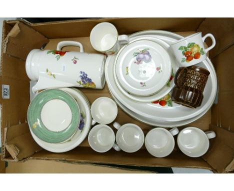 Wedgwood Fruit Sprays Dinner &amp; teaware to include: cups, saucers, coffee pot, side plates, etc.(1 Tray) 
