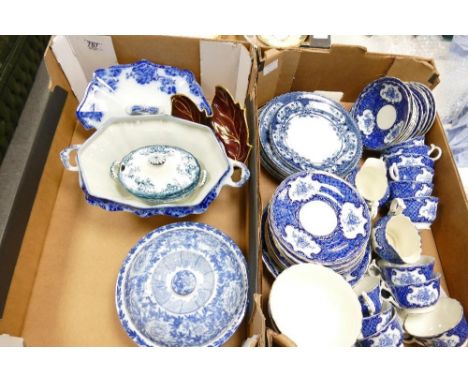 A large collection of Blue &amp; White Dinner &amp; Tea Ware inc: cups, side plates, saucers, tureen etc 