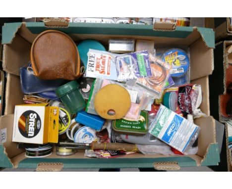 A mixed collection of vintage fishing tackle &amp; accessories to include: Lines, Leaders, Hooks, Reel Bags etc 
