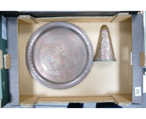 Johnnie Walker Whiskey Advertising Copper Tray: with similar wall pocket 