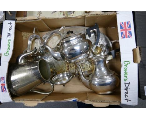 A collection of Silver plated items including: Viners Alpha Plate Tea service &amp; large Elkington Plate Teapot 