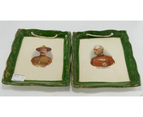 Pair Victorian / Edwardian Military Plaques depicting Lord Roberts &amp; Baden Powell. Both 22x19cm 