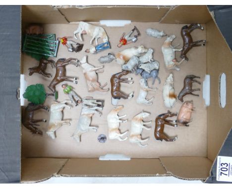 A Collection of Cresent &amp; Similar Vintage Die Cast Metal Farmyard Animals &amp; Figures : 