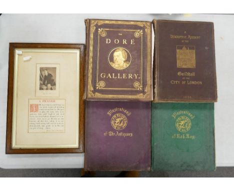 A collection of 19th Century items to include: framed Robert Louis Stevenson Print, Scottish Illustration Binders, The Dore G