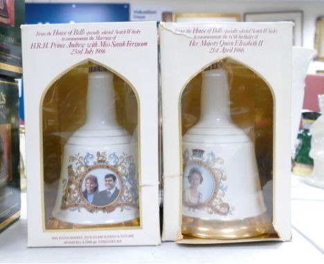 Bells Whisky Commemorative Sealed Ceramic Decanters &amp; Contents(2): 