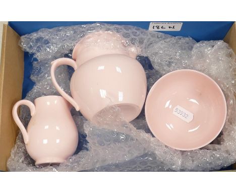 Wedgwood Alpine Pink Glazed Tea Service: internal nip to bottom edge of lid, height of teapot 10cm 