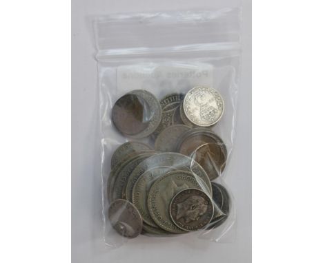 A collection of mainly pre 1919 silver coins: including some pre-1947, 131g. 