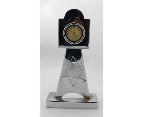 Chromed Pocket Watch Holder / Stand &amp; Watch: in form of grandfather clock,  height 28cm 