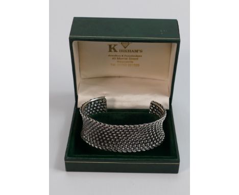 Silver ornate bangle, 42g: 