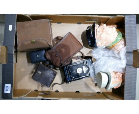 Job lot including ceramics &amp; cameras: Includes Rajar no 6 camera, Georg Prontar DRP box camera &amp; Brownie, together wi