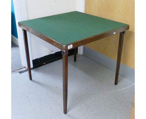 Vintage felt topped folding games table:m 76cm x 76cm 