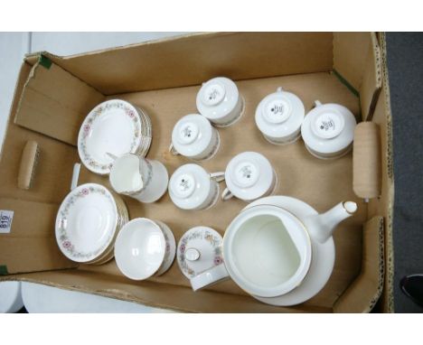 Royal Albert Belinda tea set: to include, teapot, 6 trio's, milk jug and sugar bowl. some seconds noted 