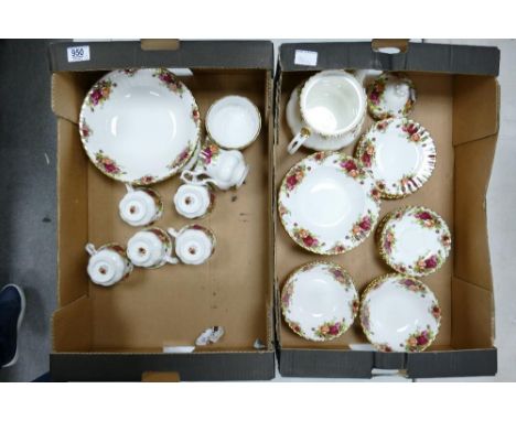 A large collection of Royal Albert Old Country Rose patterned items to include: tea set, rimmed bowls, fruit bowl etc (33 pie