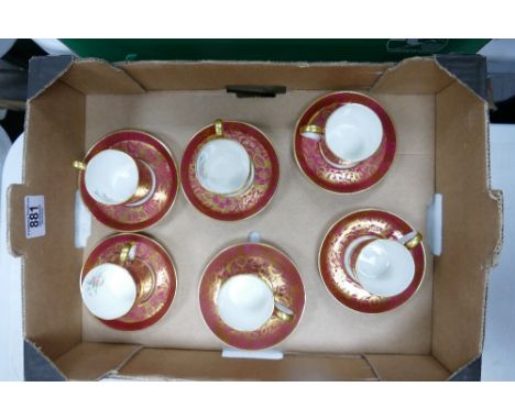 Minton Brocade Coffee Cups &amp; Saucers: 1 odd Cup &amp; Saucer. (6) 
