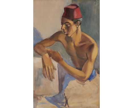 Clement Bernard Haupers (American, 1900-1982). Double-sided acrylic on board painting depicting portraits of men. One depicti