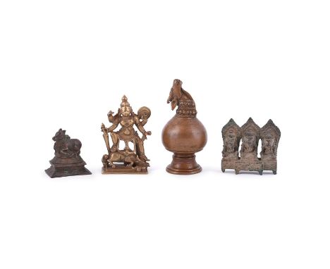 A Indian bronze ritual pourer, South India, 18th/19th century, traditionally used to pour milk over sacred images in Hindu te