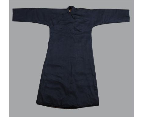 Y A Chinese high ranking courtier's informal fur-lined winter robe, Late Qing Dynasty, circa 1880-1910, the grey silk damask 