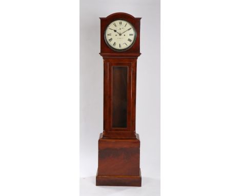 Victorian mahogany longcase clock by Bennett 64 - 65 Cheapside London, the arched hood with a glazed convex door, the white p