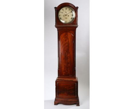 George III mahogany eight day longcase clock by Gudgeon Jnr. of Abbey Gate Street Bury (St Edmunds), the arched hood with cir