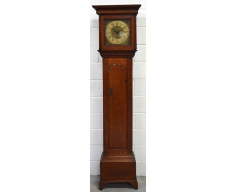 An 18th century oak eight day longcase clock the gilt dial set with Roman numerals and inscribed 'Geo. Dent Kirk Step N 1751'