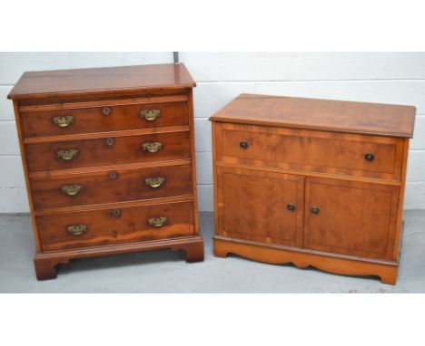 A contemporary cabinet with three long faux drawers and single lower drawer on bracket feet, width 81cm and a similar modern 