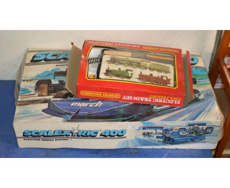 VINTAGE SCALEXTRIC 400 SET IN BOX &amp; PART HORNBY TRAIN SET     