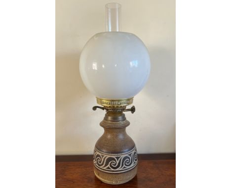 1970s OIL STUDIO LAMP WITH OIL RESERVOIR, TOTAL HEIGHT APPROX 47cm