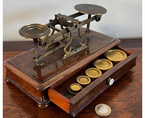 SET OF VICTORIAN LETTER SCALES WITH INTEGRAL DRAWER