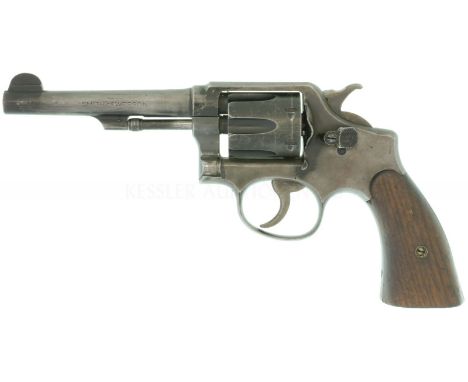  Hand Ejector M&amp;P Model 1905 4th change. Ursprünglich brünierte Ganzstahlwaffe mit 5"-Lauf, starre Visierung und glatten 