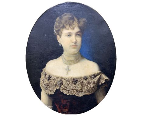 Austrian School (19th century): Bust Length Portrait of Baroness Hanna von Ettingshausen Countess Latour', oil on canvas unsi