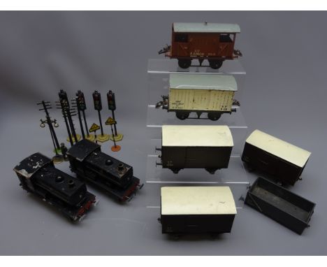 Leeds Model Company '0' gauge - two Standard 0-4-0 Saddle tank locomotives Nos.47011 & 31117 three True Scale Standard 12T Va