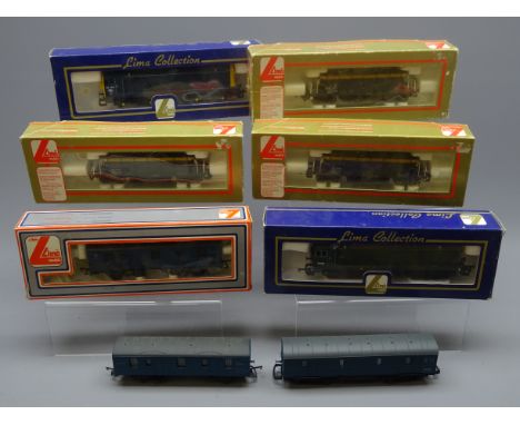Lima '00' gauge - two diesel locomotives comprising Class 20 No.D8163 and Class 20 No.20164, both boxed, three parcel vans, o