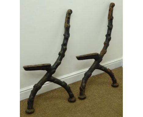 Cast iron garden bench ends, reputably from NER Kirkam Station, H34cm Condition Report Click here for further images, conditi