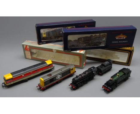 Various makers '00' gauge - four locomotives, Bachmann Ivatt Class 4 Mogul 2-6-0 No.43096 and Class 20 Diesel Railfreight wit