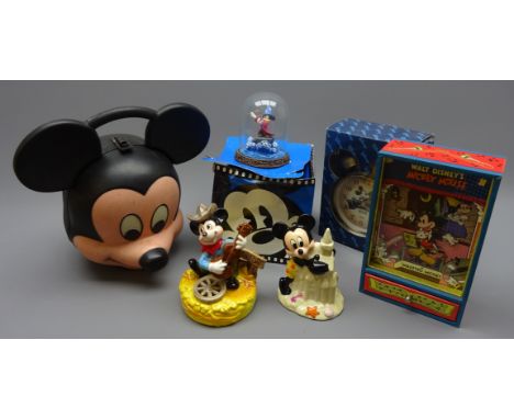 Disney Mickey Mouse - commemorative battery operated double bell desk clock, boxed, 'Maestro Mickey' musical box, ceramic mon