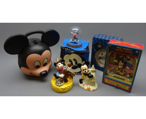 Disney Mickey Mouse - commemorative battery operated double bell desk clock, boxed, 'Maestro Mickey' musical box, ceramic mon