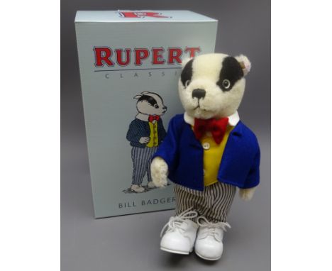Steiff Rupert Classic limited edition 'Bill Badger' no.00243, boxed with certificate, H28cm Condition Report Click here for f