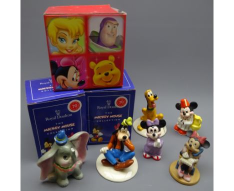 Disney - two Royal Doulton Mickey Mouse Collection 70th Anniversary figures of Goofy and Pluto, both boxed, four Japanese cer
