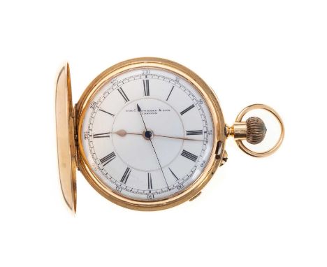 EARLY 20TH CENTURY FULL HUNTER  POCKET WATCH THOMAS MOWBRAY AND SON OF LONDON,  the white enamel dial with Roman numerals, in