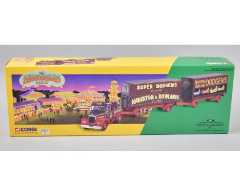 A Boxed Corgi Classics Showmans Range Scammell Highwayman Generator with Closed Pole Trailer and Dodgem Trailer Set 
