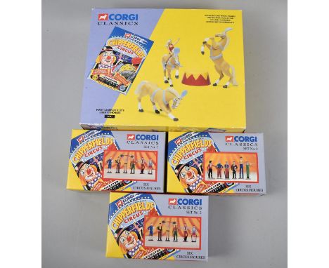 A Boxed Corgi Classic Chipperfield Circus Liberty Horse Set together with Circus Figures Set No.1 and 2 Packs of Set No.2 