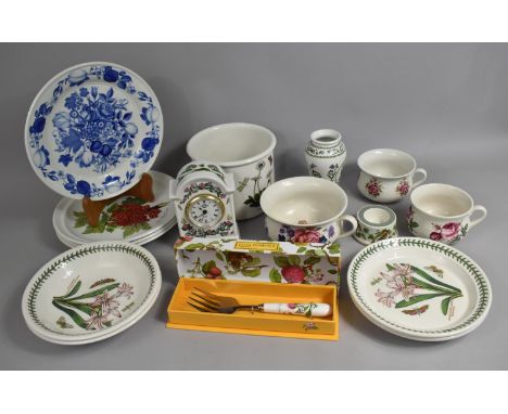 A Collection of Various Portmeirion to Include Botanic Garden Planter, Vase, Mantle Clock etc 